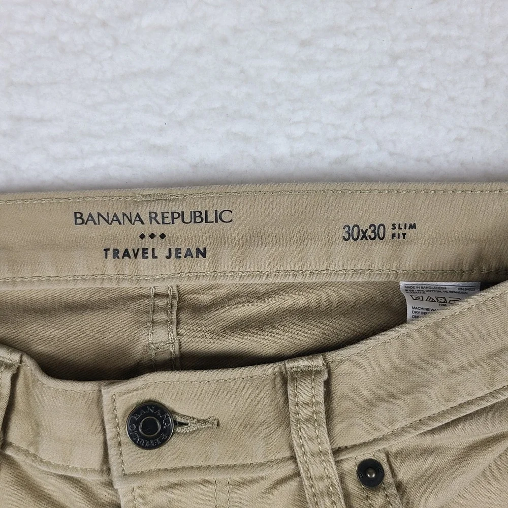 Banana Republic Travel‎ Jean Pants Mens 30x30 Beige Tan Slim Fit  Chino Khakis